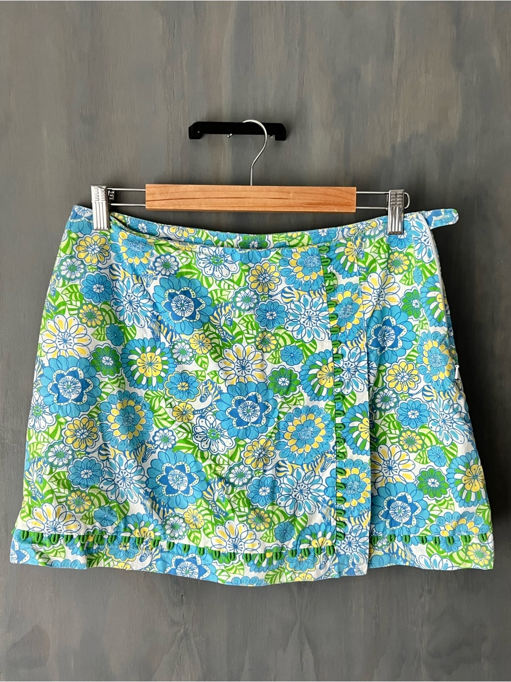 Lilly Pulitzer Floral Blue & Green Wrap Mini Skort